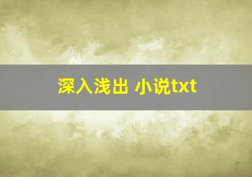 深入浅出 小说txt